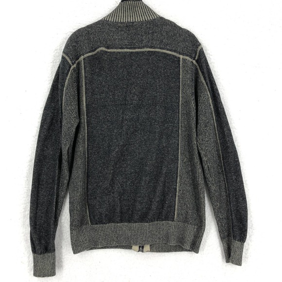 BKE Sweaters Bke Mens L Black Ribbed Knit Cardigan Sweater Full Zip